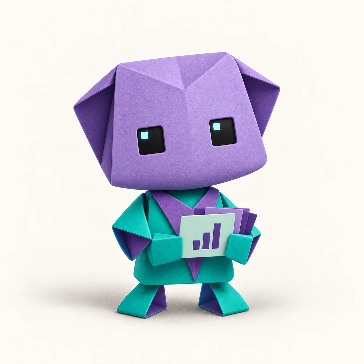 Clara, personagem de IA em origami